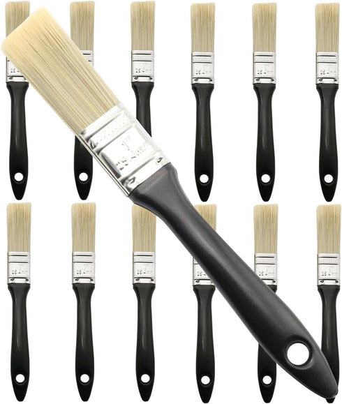 12PCS Treated Plastic Handle Paint Brush, Paintbrush Set, Professional Paint Tools for DIY Paint, Home, Furniture, Fences, Deck, and Wall Trim...