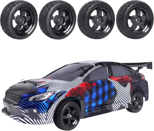 12mm Hex Wheel Rims & Rubber Tires with Foam Inserts for RC 1/10 On-Road Touring Car, Set of 4...