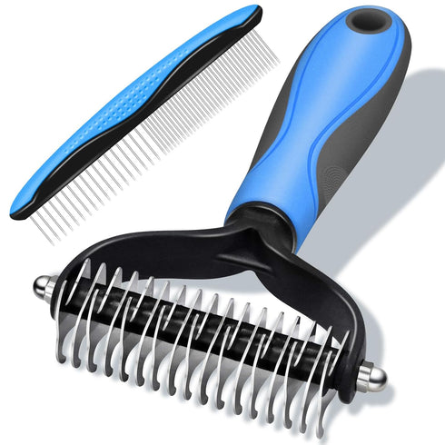 Pet Comb for Dogs and Cats, 2 in 1 Pet Hair Remover Comb with Metal and Rubber Teeth, Suitable for Long and Short Hair Animals...