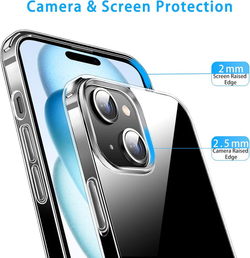JJGoo Compatible with iPhone 15 Plus Case Clear, Soft Clear TPU Phone Cases, Shockproof Transparent Bumper Cover Slim Thin Phone Case...