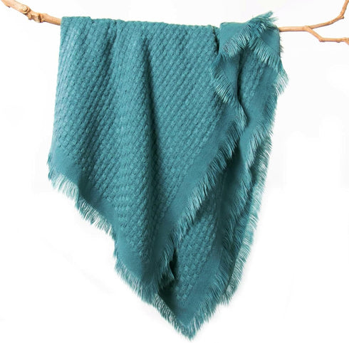 lifein Fall Throw Blanket for Couch-Soft Boho Bed Throw Blanketss,Cozy Knitted Teal Waffle Throw,Small Farmhouse Lightweight Blanket&Throws for Au...