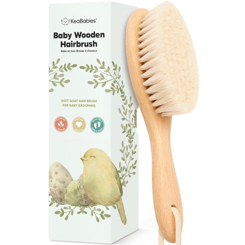 Baby Hair Brush - Baby Brush with Soft Goat Bristles, Cradle Cap Brush, Perfect Scalp Grooming Product for Infant, Toddler, Kids, Newborns, Baby G...