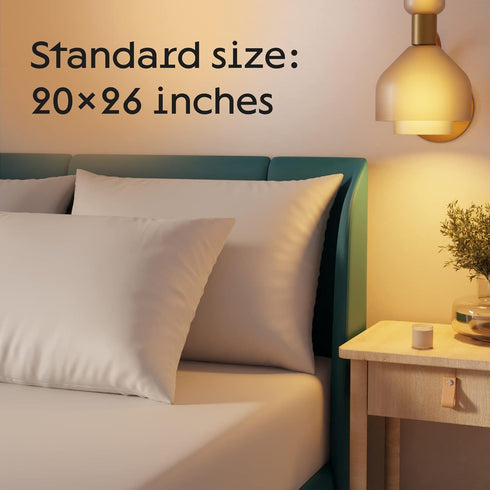 Niagara 2 Pack Standard Pillow Protectors with Zipper, Premium Cotton Sateen Blend Tight Weave Lab Tested Non Noisy Zip Covers Breathable Non Crin...