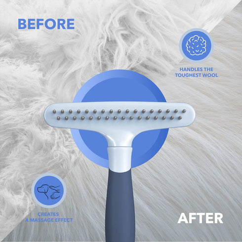 Dog rake deshedding dematting Brush Comb - Undercoat rake for Dogs, Cats, matted, Short,Long Hair Coats - Brush for Shedding, Double Row Stainless...