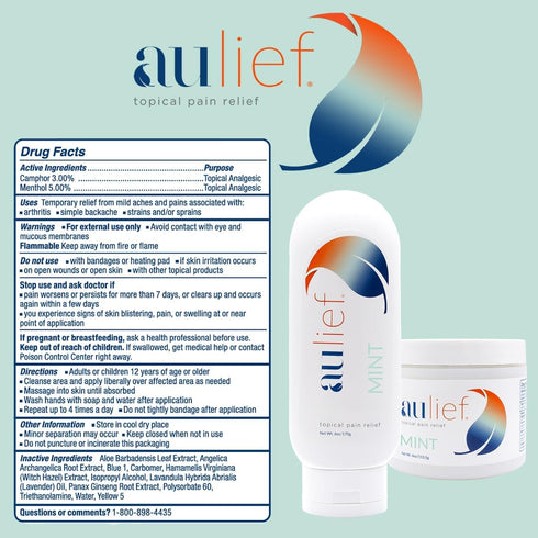 Aulief Topical Pain Relief Cream for Neck Pain Relief, Knee Pain Relief, Back Pain Relief and Other Muscle and Joint Pain, FSA HSA Approved, Mint ...