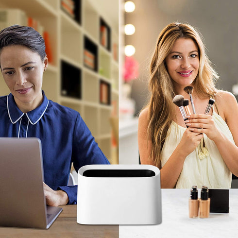 AYADA Tiny, Desk Mini Trash Can, Trash Bin, Waste Basket 1.5 L Desktop, Countertop, Makeup Tabletop Trash Can Little Cute Plastic (White)...