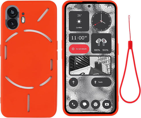 Case for Nothing Phone 2, Silicone Protective Phone Case for Nothing Phone 2 with Silicone Lanyard, Slim Thin Soft Shockproof Cover for Nothing Ph...