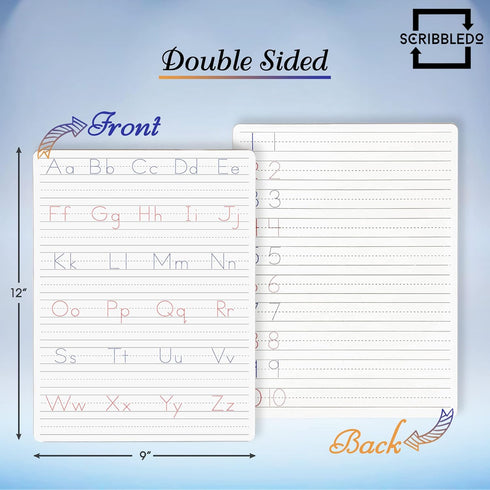Scribbledo Dry Erase Handwriting Practice for Kids 9 x 12 inch Alphabet Tracing Board Whiteboard Letter Tracing for Kids Ages 3-5 Write and Wipe A...
