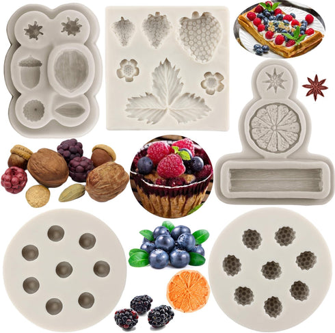 Blueberry Raspberry Strawberry Fondant Molds Nuts Berries Silicone Mold Spices Star Anise Cinnamon Lemon Mold For Cake Decorating Cupcake Topper C...