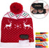 OurWarm LED Christmas Hat Light Up Holiday Hat Cute Reindeer Snowflakes Red Knitted Hat Christmas Beanie with 6 Colorful Lights for Kids Adults Fa...