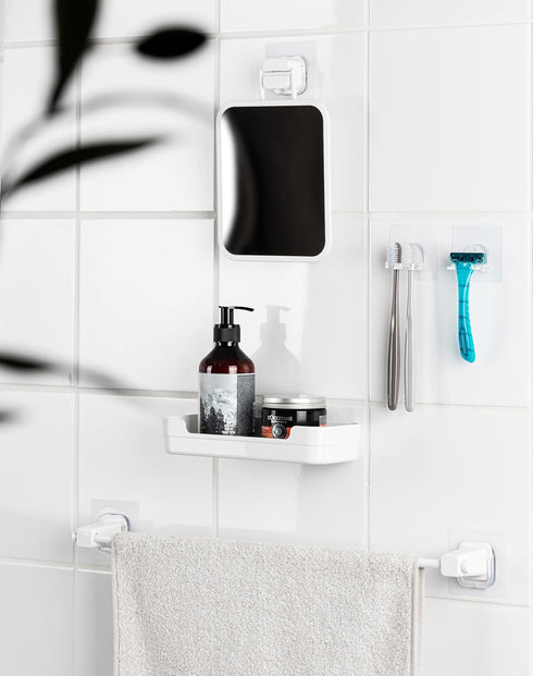 Toothbrush Holder 4 Packs Clean Polycarbonate for Bathroom Shower Easy Installation, No Drilling, No Glue, Wall Mounted, Home Decor Essentials, Tr...