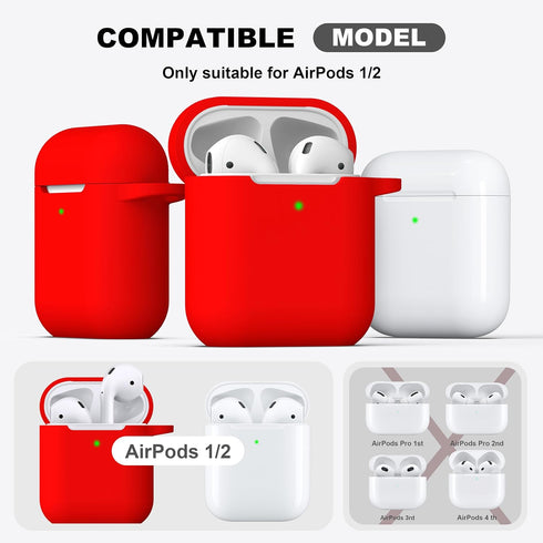 R-fun Compatible with AirPods Case Cover, Soft Silicone Protective Cover with Keychain for Women Men Compatible with Apple AirPods 2nd 1st Generat...
