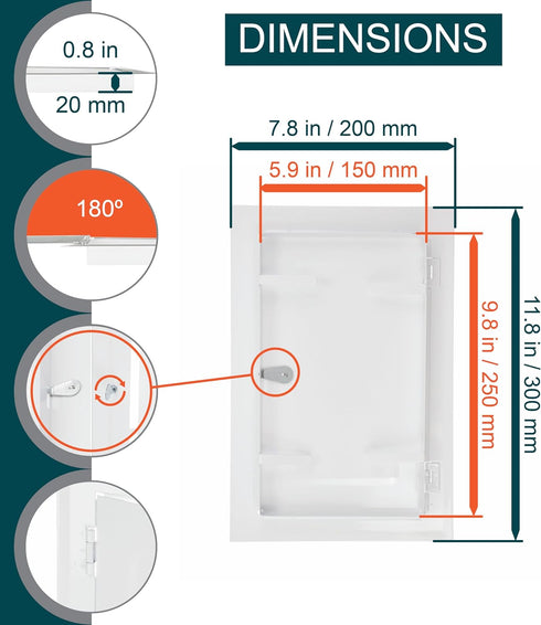 6" x 10" Lockable Keyless White Metal Access Panel. Service Shaft Door Panel. Plumbing, Electricity, Heating, Alarm Wall Access Panel for Drywall....