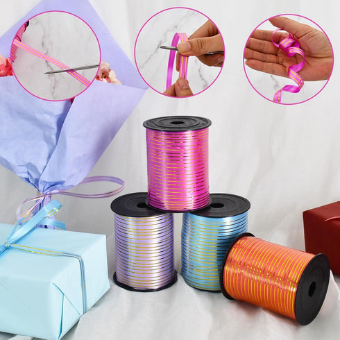 TONIFUL Curling Ribbon-Light Purple Gold Rimmed Balloon Curling Ribbons-250 Yards Balloon String for DIY Decor Gift Wrapping Ribbons and Bows for ...