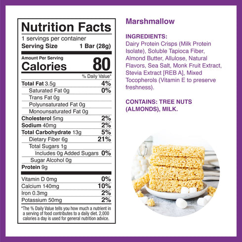Perfect Keto Mallow Munch, Gluten Free, Cereal Bars, Breakfast Bar, Rice-Free, Low Sugar, Low Carb, Crispy, High Protein Snack, Healthy Snacks, 9g...