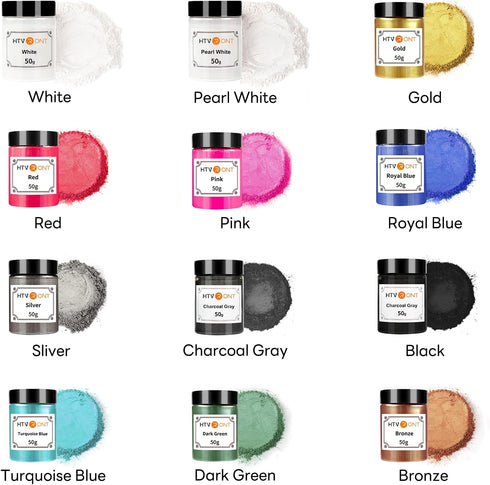 HTVRONT Mica Powder for Epoxy Resin - 1.76 oz/50 g Mica Pigment Powder, Mica Powder for Soap Making, Resin, Candle Making, Bath Bomb, Mica Pigment...