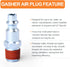 GASHER 1/4-Inch NPT Male Industrial Air Plug, Pneumatic Plugs 300PSI (10-Pack)...