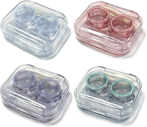 4 Pack Flip Top Clear Contact Lens Case Travel Kit, Cute Contact Case Holder with Tweezers Remover Tool, Contact Lens Soak Storage Kit for Travel ...