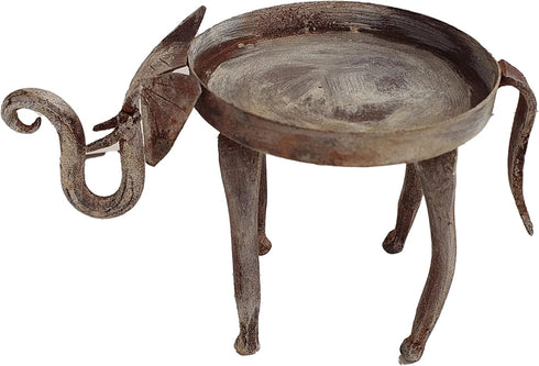 dekulture Handcrafted Recycled Iron Elephant T Light Votive Holder Decorative Collectible Figurine Showpiece Home Holiday Décor | Ideal for Garden...