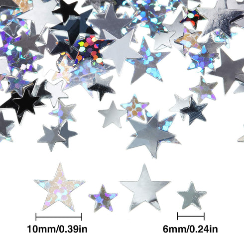 Hestya 60g Star Confetti Glitter Table Confetti Metallic Foil Stars for Party Wedding Festival Decorations(Silver Set,10mm and 6mm)...