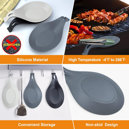 Spoon Rest for Stove Top, 3 Pack Large Silicone Spoon Holder for Kitchen Counter,Coffee Spoon Rest,Heat Resistant Cooking Spoon Holder Perfect Kit...