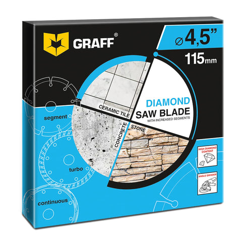(3 Pack, 4 1/2 inches) GRAFF Diamond Blade for Angle Grinder - Diamond Cutting Wheel for Dry and Wet Cutting Stone, Marble, Granite, Brick, Masonr...