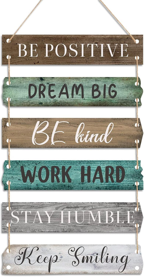 6 Pieces Rustic Wall Hanging Plaque Sign Inspirational Wall Art Farmhouse Wooden Door Signs Positive Plaque with Quotes Motivational Quote Decor f...