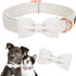 ARING PET Bowtie Dog Collar-Cotton White Dog Collar with Bow, Adorable Wedding Dog Collars Pet Collars Gifts with Metal Buckle...