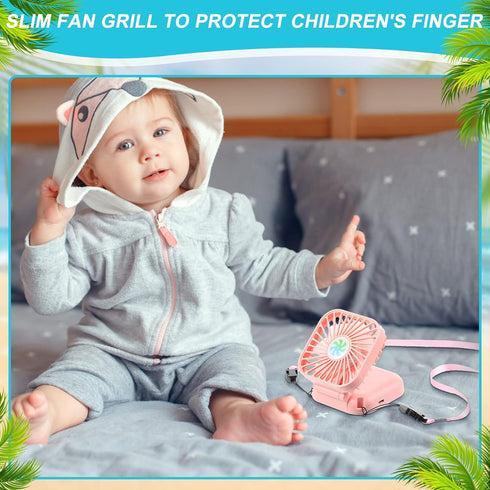 Hortsun 3Pack Necklace Fan Portable Neck Hanging Fan Mini Fan Handheld Fan for Cooling Small Personal Hands Free Fan USB Rechargeable Battery 3 Sp...