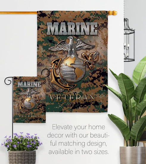 US Marine Veteran Garden Flag - Armed Forces Corps USMC Semper Fi United State American Military Retire Official - House Decoration Banner Small Y...