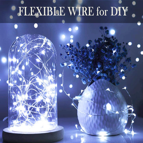 Twinkle Fairy Lights Battery Powered 3 Modes with Timer Firefly Lights 20 LED on 7.2feet Silvery Copper Wire for DIY Wedding Party Christmas Hallo...