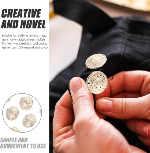 SUPVOX 30pcs Metal Buttons for Coat Jacket Round Flat Button Replacement Hollow Buckle DIY Sewing Clothes Sweater (Light Gold,23MM)...