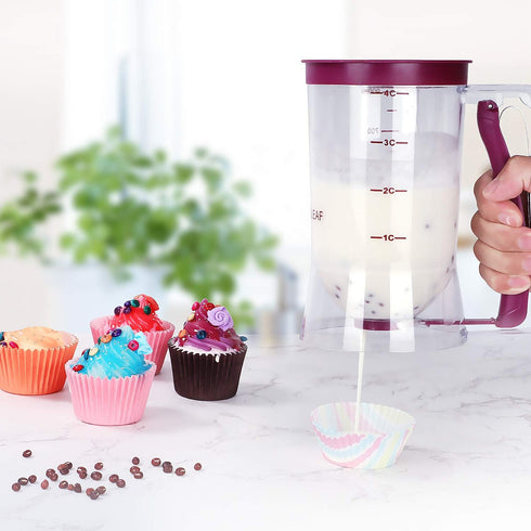 BBSTARZ Pancake Batter Dispenser – 4-Cup Batter Dispenser with Squeeze Handle & Measuring Marks for Pancakes, Waffles, Muffins, Crepes & Cupcakes ...