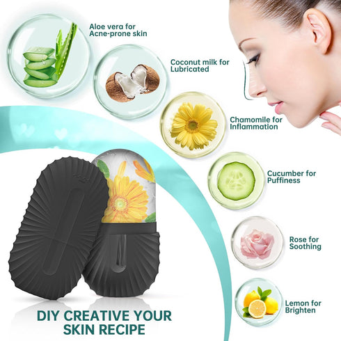 Ice Face Roller, Ice Cube Roller for Face?Facial Beauty Ice Roller Skin Care Tools,De-Puff Eye Bags, Reduce Migraine Pain?Black?...