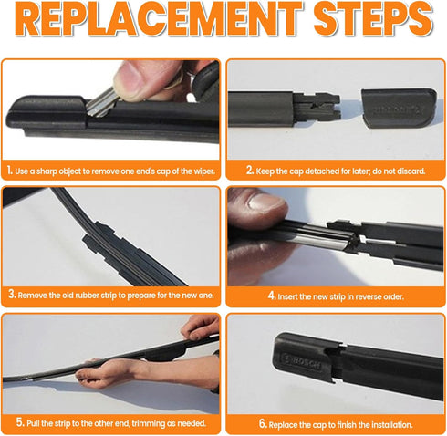 Car Wiper Blade Replacement Strip, 28" Adjustable Windshield Wiper Blade Refill Strip, Automotive Frameless DIY Rubber Wiper Blade for Car, Truck,...