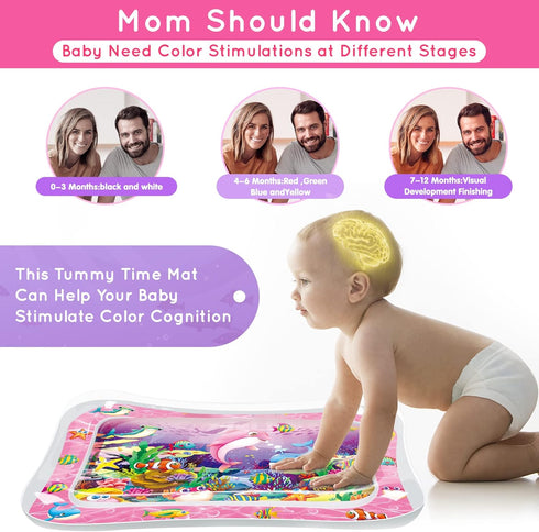 Infinno Tummy Time Water Mat for Babies, Baby Toys for 3 6 9 Months Girls and Boys Sensory Development, Great Gift Idea for Newborns...