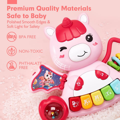 Baby Toys 6 to 12 Months Baby Girls Activity Early Learning Educational Toys Unicorn Musical Light Infant Piano Toys 6 9 12 18-Month-Old Baby Gift...