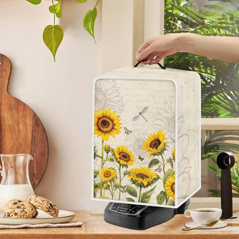 Sunflower Coffee Maker Cover Dustproof Waterproof Fabric Small Kitchen Appliances Covers Stand Mixer or Coffee Machine Fingerprint Protection Cove...