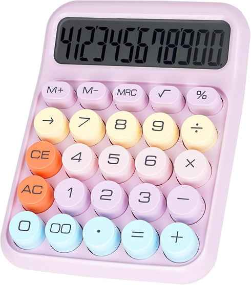 Mechanical Switch Calculator with Big Buttons, Calculators Desktop, 12 Digits, Large LCD Display, Desk Calculator, Cute Pink Calculator for Teache...