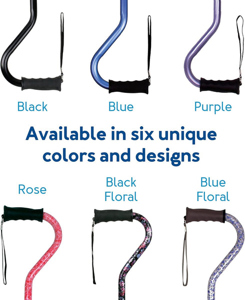 Carex Health Brands Ergo Offset Cane with Soft Cushioned Handle - Adjustable Walking Cane, Blue, 29-38 Inch (Pack of 1)...