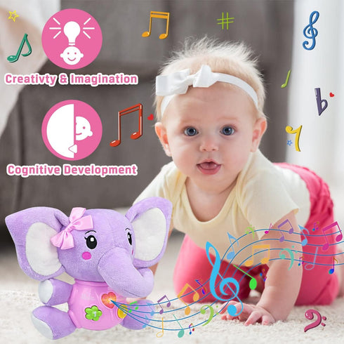 Aiduy Baby Toys 6 to 12 Months - 6 Months Old Plush Elephant Baby Toy Musical Infant Toys - Babies Light Up Toys for 1 Year Old Boy & Girl Newborn...