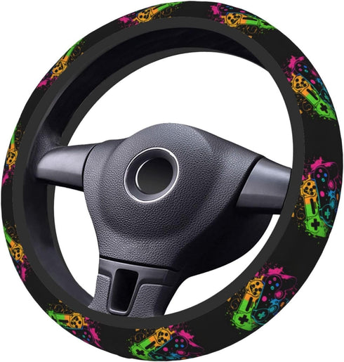 Video Game Controller Elastic Steering Wheel Cover, Universal 15 Inch Car Steering Wheel Covers, Car Accessories for Men Women...