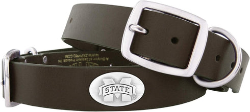 Zep-Pro Brown Leather Concho Pet Collar, Mississippi State Bulldogs, Medium...
