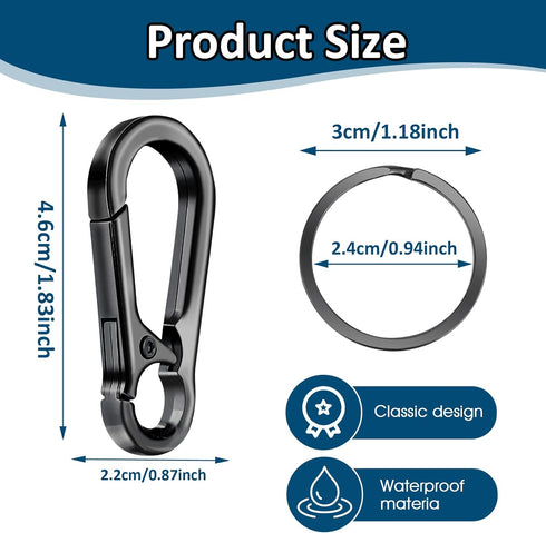 4Pcs Small Keychain Clip Metal Keychain Hooks Black Key Ring Clips for Car Keys Purse Heavy Duty Keychain Holder for Purse Charm Hook Keyring with...