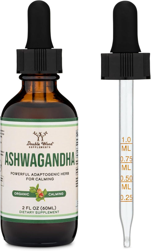Ashwagandha Organic Drops for Stress Relief (1,200mg, 60 Servings) Ashwagandha Tincture for Adrenal Support and Cortisol Manager (Vegan Safe, Glut...