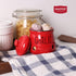 HAOTOP Garlic Keeper with Lid, Ceramic Mini Garlic Container Saver for Countertop, Keep Your Garlic Cloves Fresh, Red...