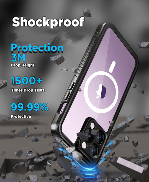 Unitedtime for iPhone 14 Pro Max Case Magnetic Waterproof with Built-in Screen Protector,Compatible with MagSafe Shockproof Dustproof Heavy Duty F...