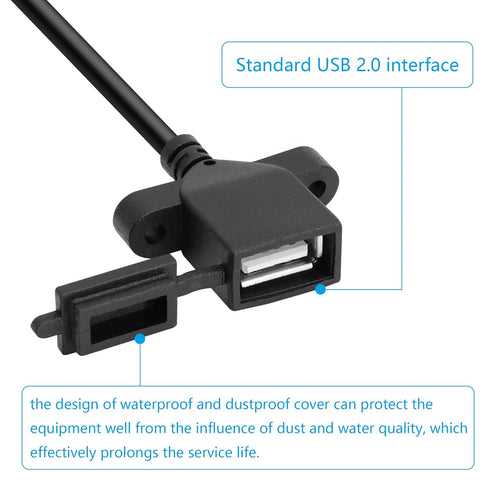 RIIEYOCA USB Female 4pin Bare Wire,USB 2.0 Power Data Cable with Dust Cap DIY Pigtail Cable,for and USB Equipment Installed or Replace Repair...
