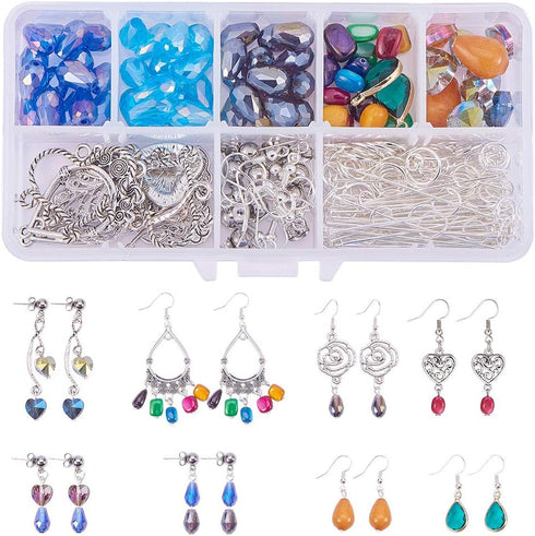 SUNNYCLUE 1 Box DIY 10 Pairs Chandelier Earrings Jewelry Making Starter Kit Chandelier Components Connector Charm Pendants, Shell Heart Beads, Ear...