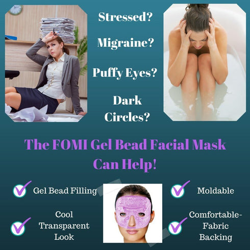 FOMI Hot Cold Gel Bead Facial Eye Mask | Lavender Scented | Ice Mask for Migraine Headache, Stress Relief | Reduces Eyes Puffiness, Dark Circles |...